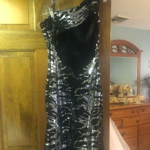 Black and silver sequence dress